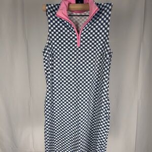 Sailor Sailor Womeen' Gingham Quarter Zip Sleeveless Shift Dress Preppy Sz S